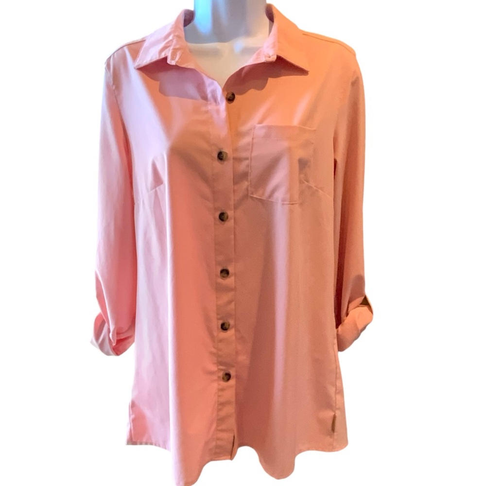 Zeroxposur Oversized Pink Buttondown Top Longsleeves Size S Fits Like a Large